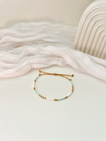 Beaded Surfer Bracelet Seed Bead Bracelet Waterproof Adjustable Bracelet Beaded Bracelet Beachy - Aqua Breeze