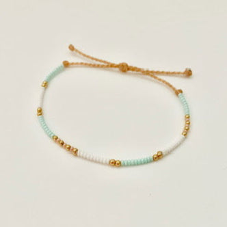 Beaded Surfer Bracelet Seed Bead Bracelet Waterproof Adjustable Bracelet Beaded Bracelet Beachy - Aqua Breeze