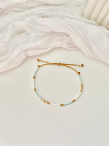 Beaded Surfer Bracelet Seed Bead Bracelet Waterproof Adjustable Bracelet Beaded Bracelet Beachy - Aqua Breeze