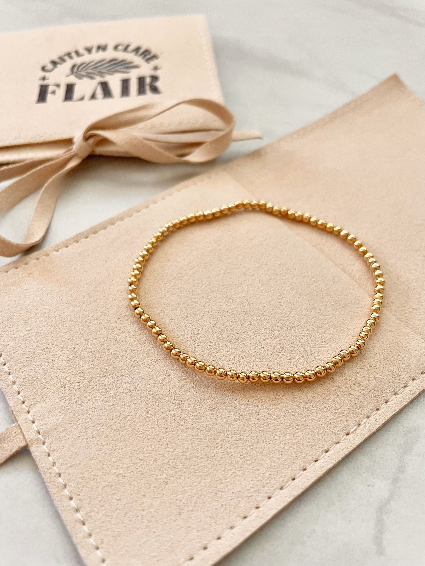 18K Gold Filled Dainty Beaded Bracelet Minimalist Tiny Bead Bracelet