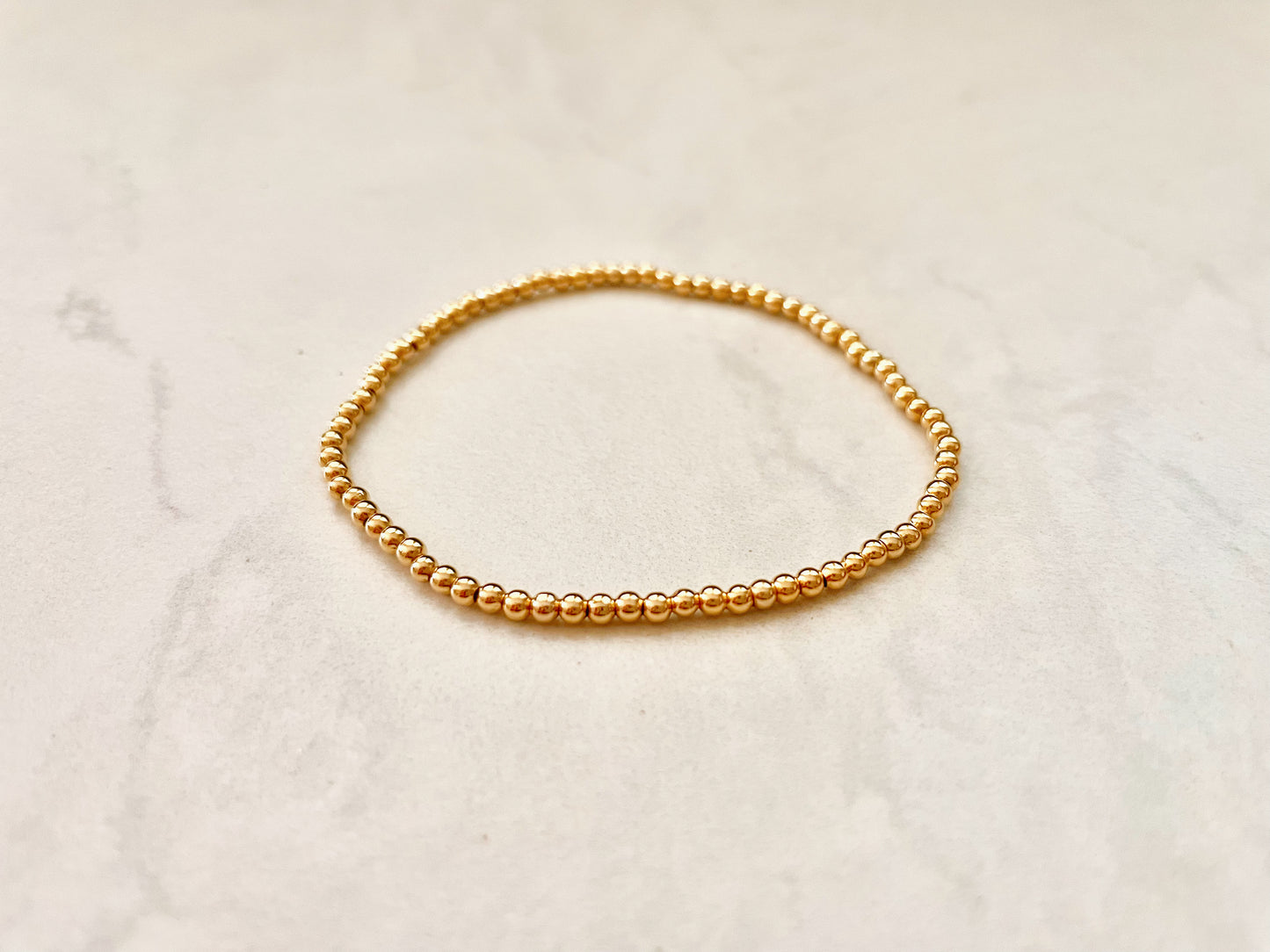18K Gold Filled Dainty Beaded Bracelet Minimalist Tiny Bead Bracelet