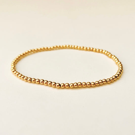 18K Gold Filled Dainty Beaded Bracelet Minimalist Tiny Bead Bracelet