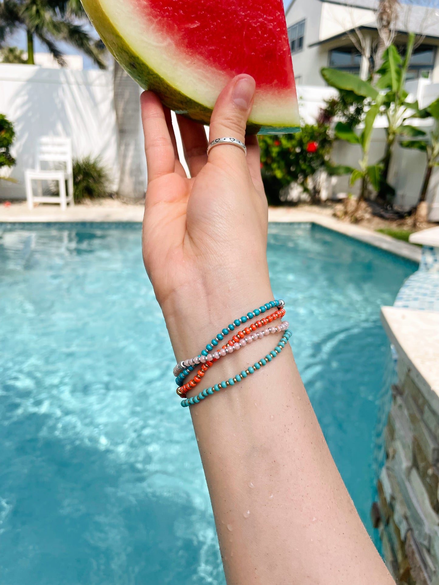 Colorful Seed Bead Stretch Bracelets, Two-Toned Beaded Bracelets