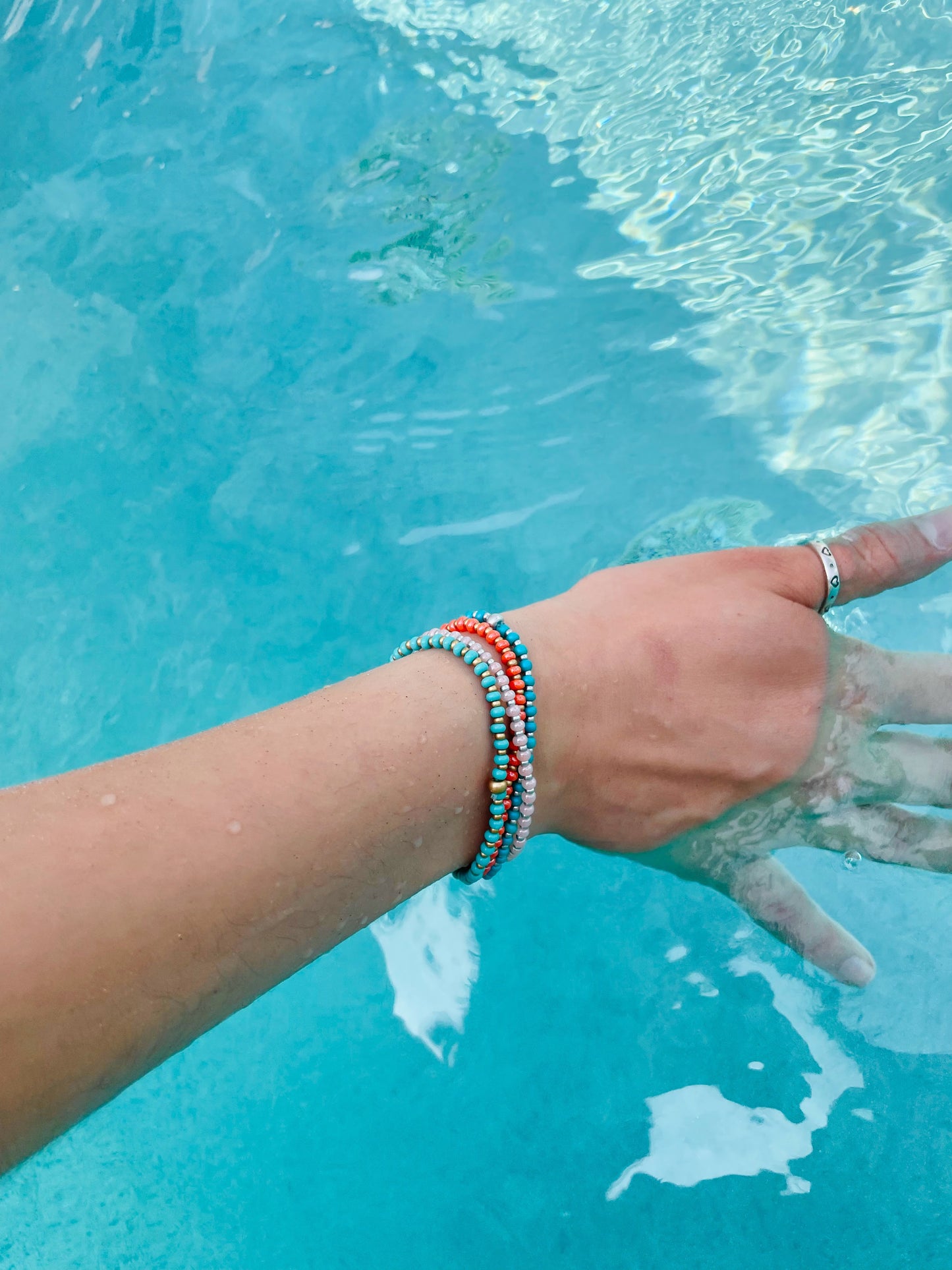 Colorful Seed Bead Stretch Bracelets, Two-Toned Beaded Bracelets