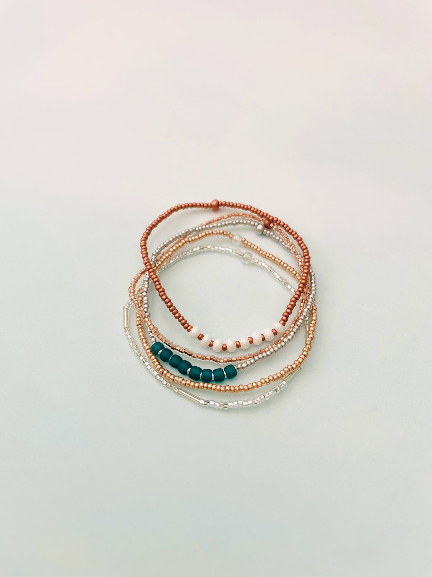 Dainty Boho Beaded Stretch Bracelet Set