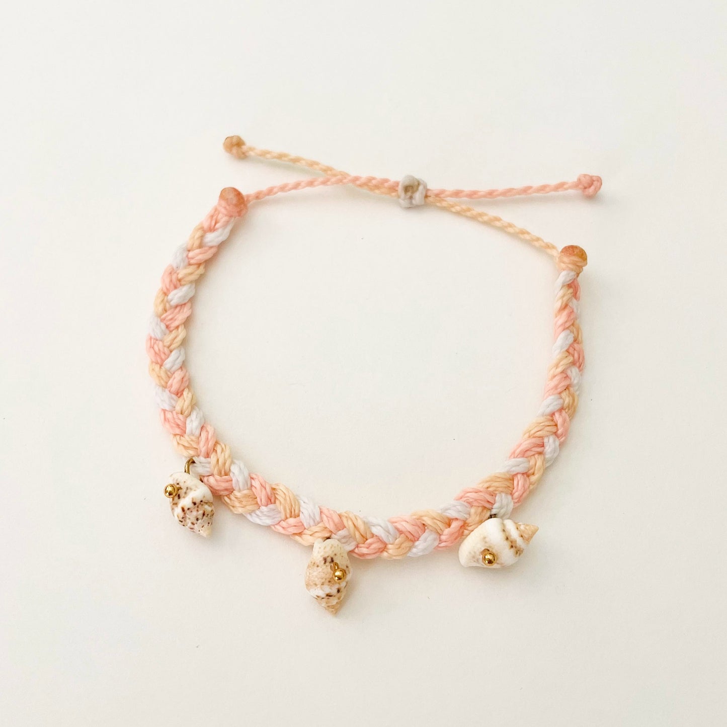 Beachy Pink Braided Conch Shell Bracelet