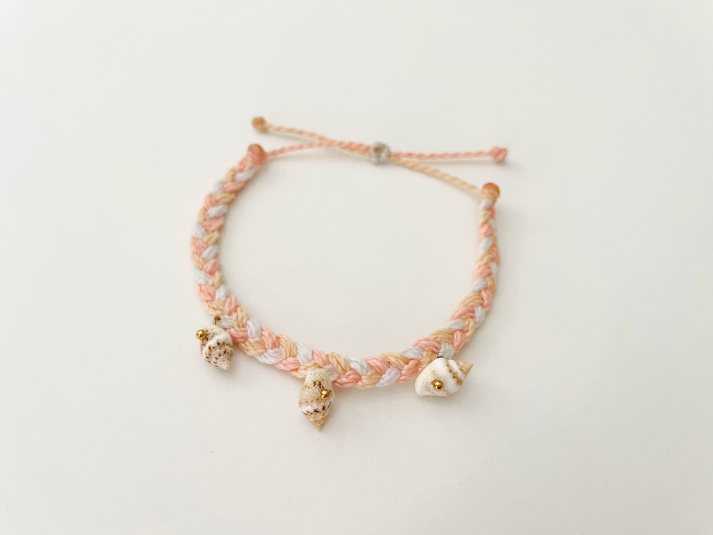 Beachy Pink Braided Conch Shell Bracelet