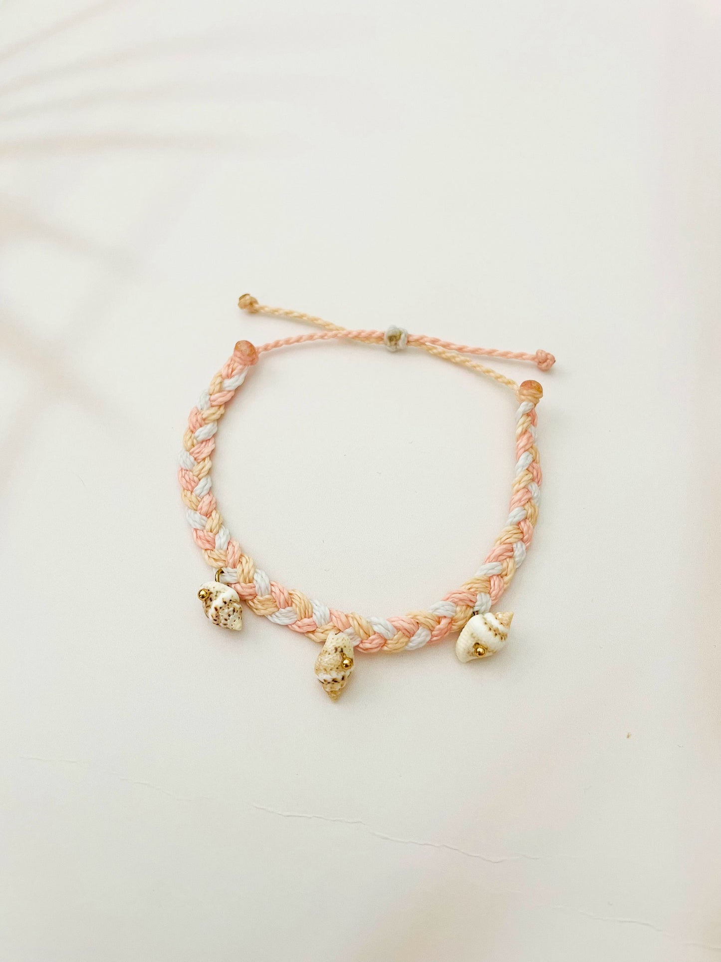 Beachy Pink Braided Conch Shell Bracelet