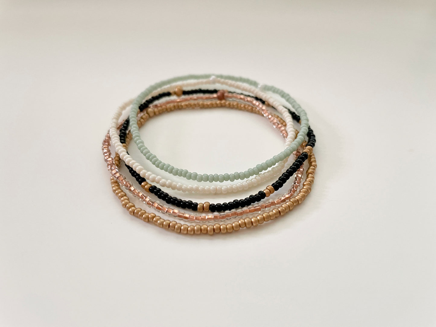 Dainty Beaded Stretch Bracelet Set, Minimalist Seed Bead Bracelet Stack for Women