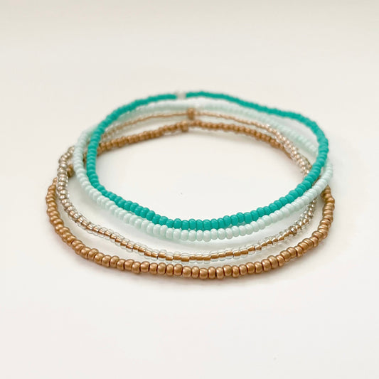 Seed Bead Stretch Bracelet Set, Dainty Beaded Bracelet Stack for Women
