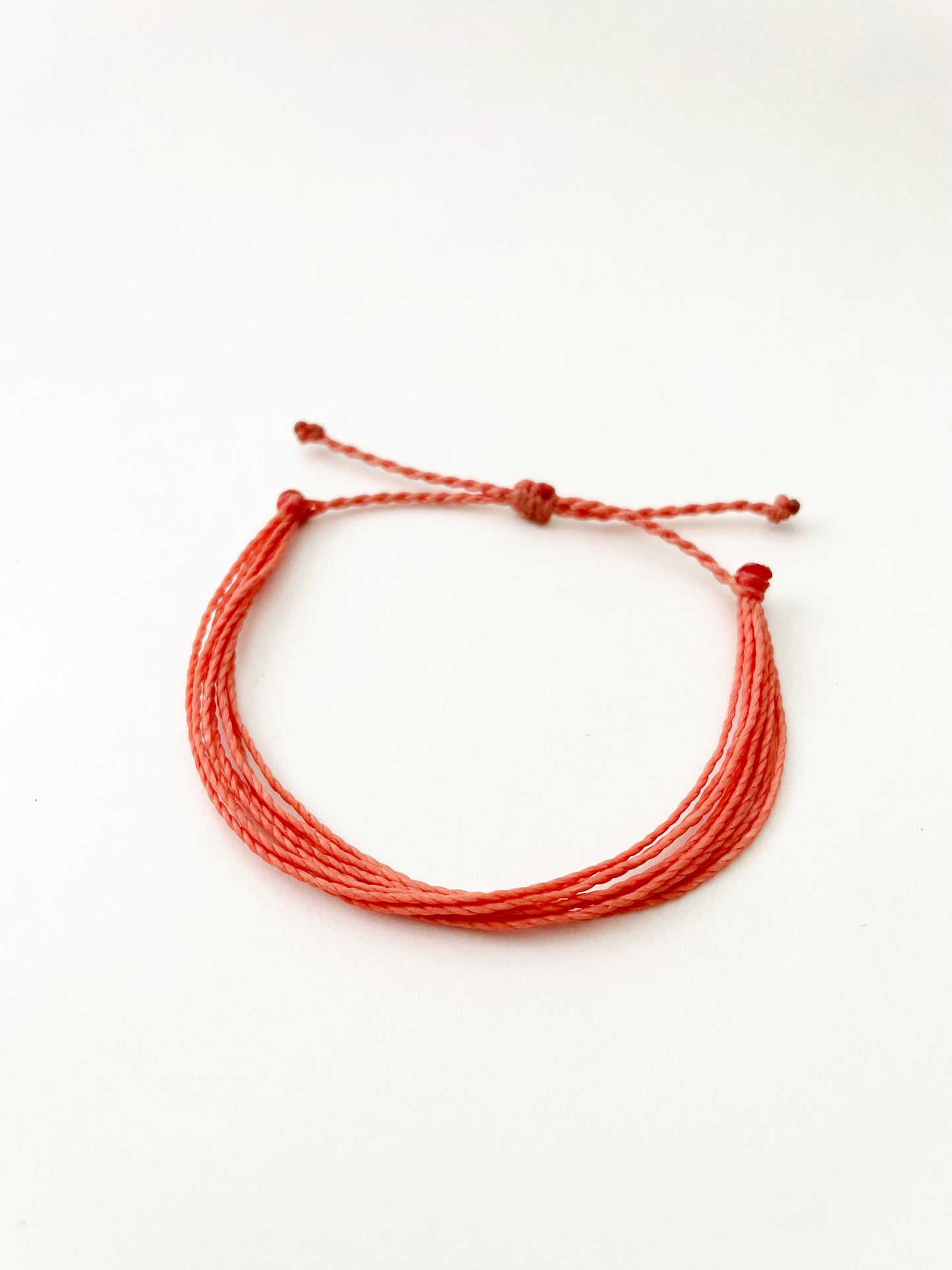 Coral Orange, Adjustable String Bracelet