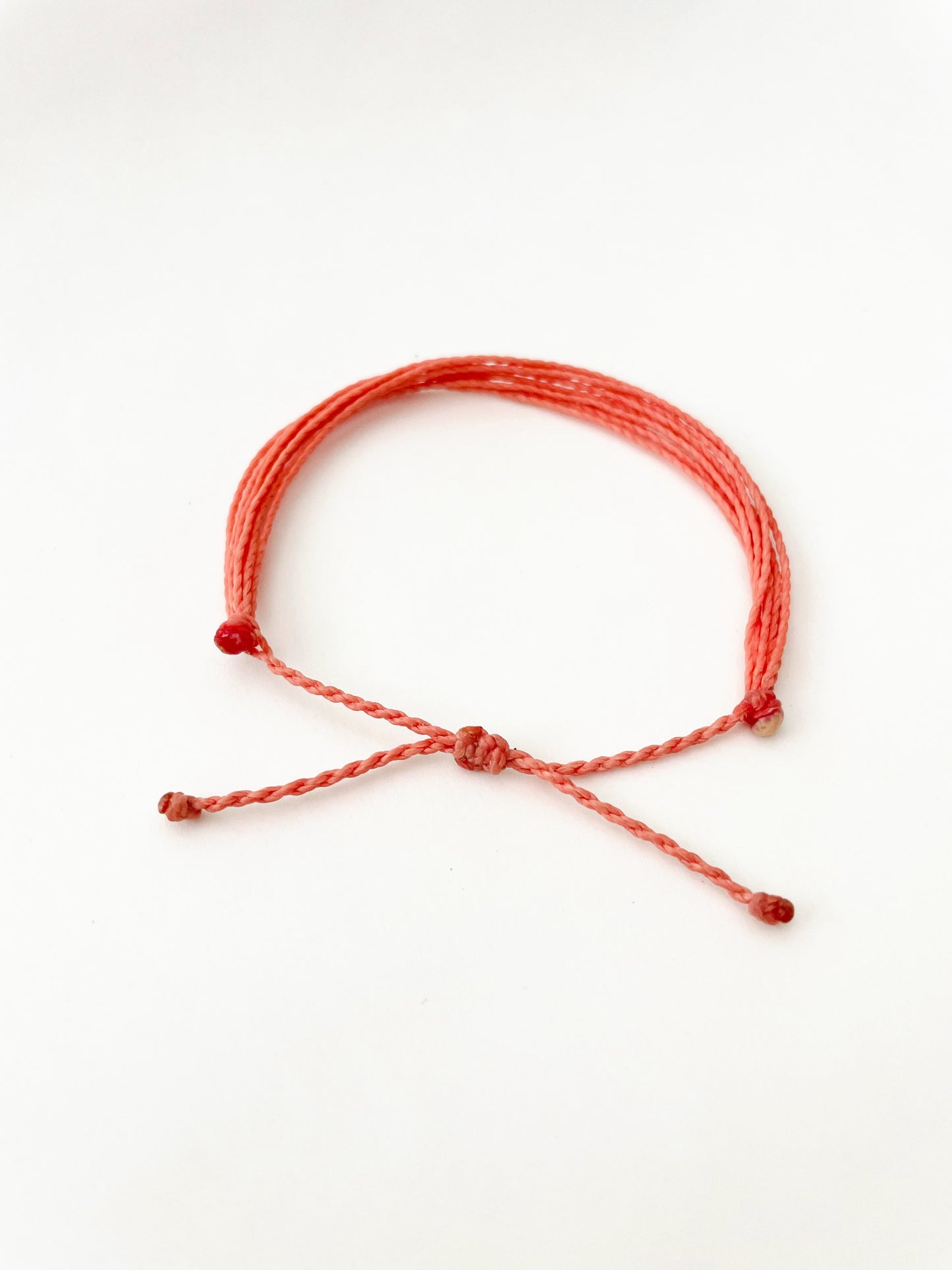 Coral Orange, Adjustable String Bracelet