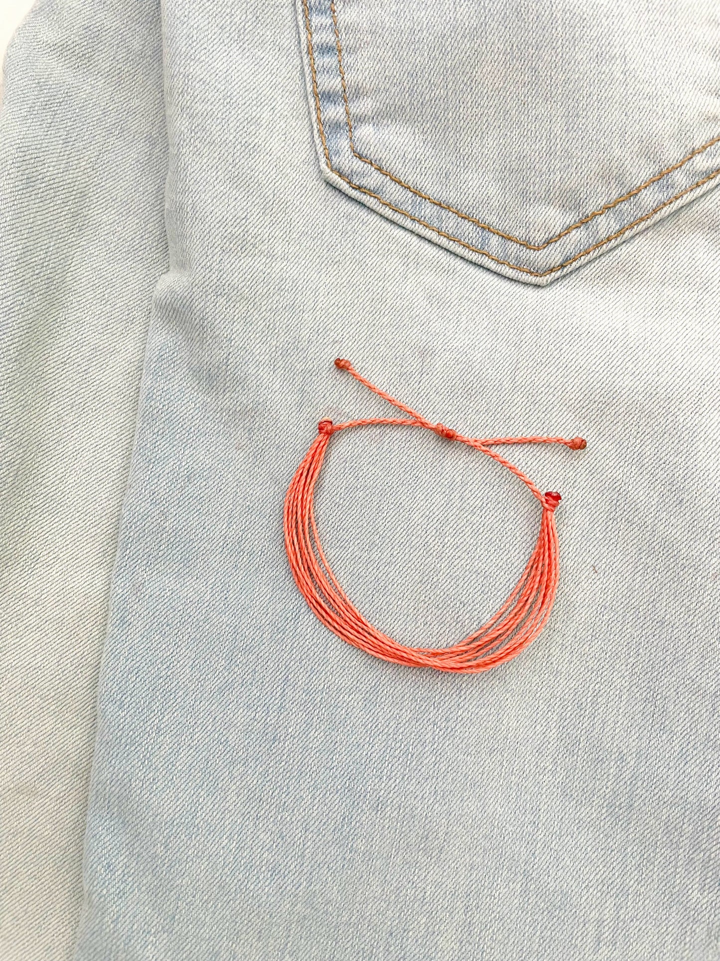 Coral Orange, Adjustable String Bracelet