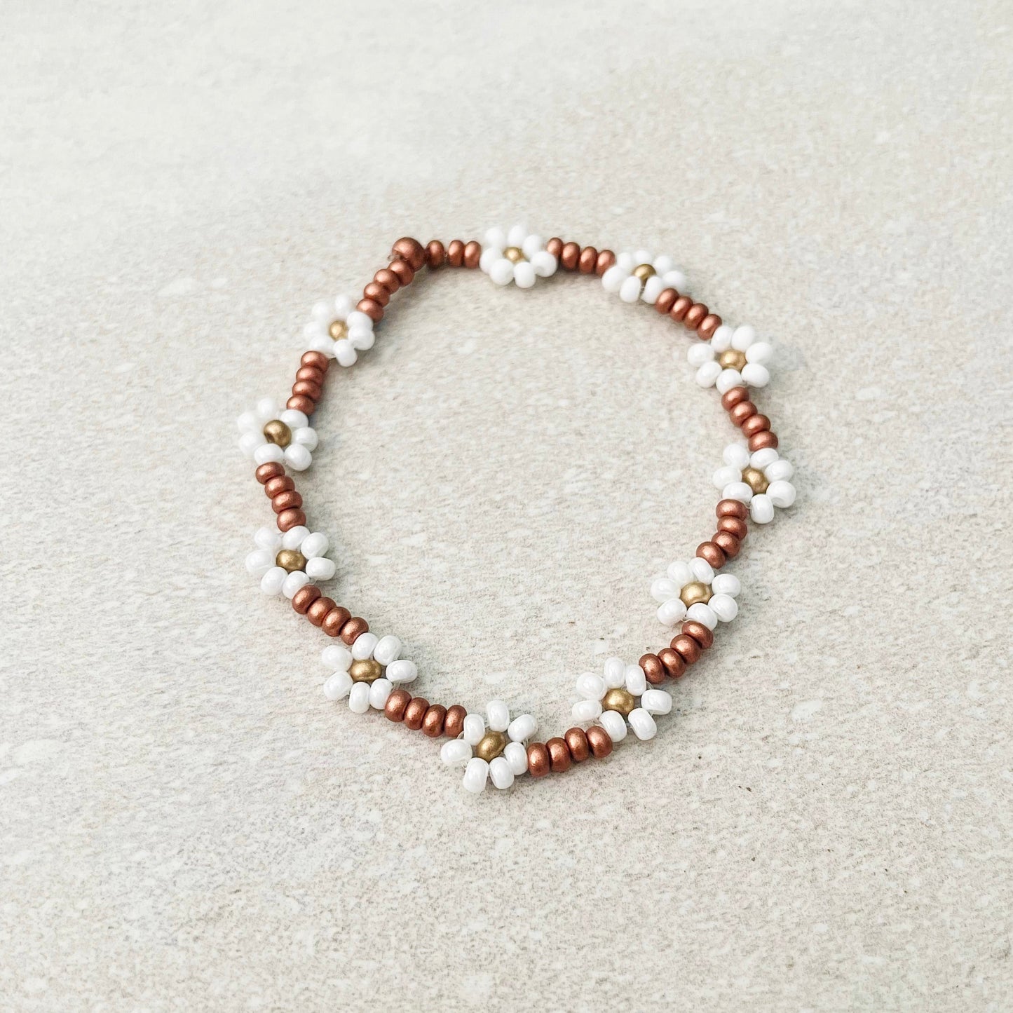 Daisy Seed Bead Stretch Bracelet