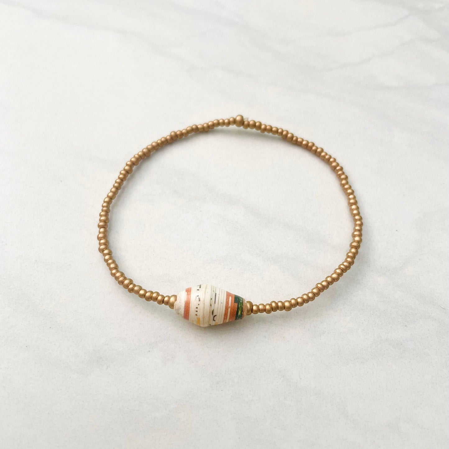 Recycled Paper Bead Stretch Bracelet