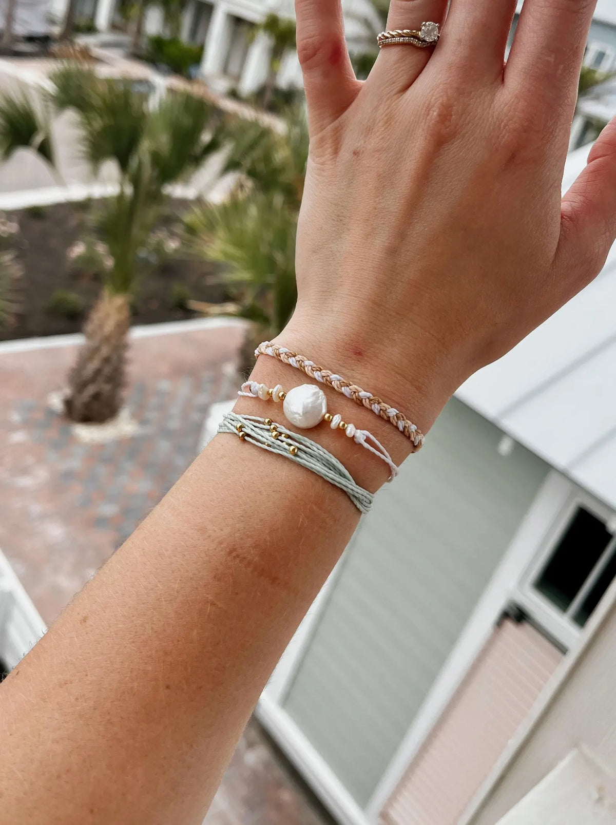 Freshwater Pearl Adjustable Cord Bracelet Set Dainty Jewelry Beach Lover Gift Idea for Friend Bracelet Stack Beachy Boho Jewelry for Travel