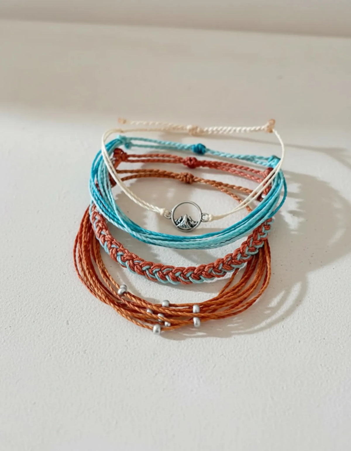 Mountain Charm Bracelet Outdoorsy Girl Gift Adjustable String Bracelet Set Hiker Girl Gift Idea Bracelet Stack Colorful Braided Bracelet