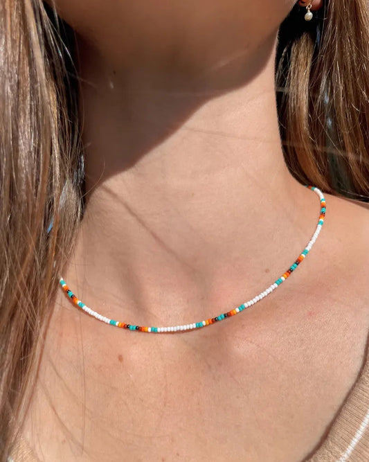 Colorful Beaded Necklace Choker for Women Beaded Surfer Necklace Seed Bead Necklace Dainty Boho Summer Jewelry Handmade Necklace Surfer Girl