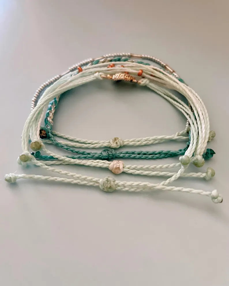 Sea Turtle Bracelet Set Waterproof Adjustable Cord Bracelets Surfer Style Bracelet Set