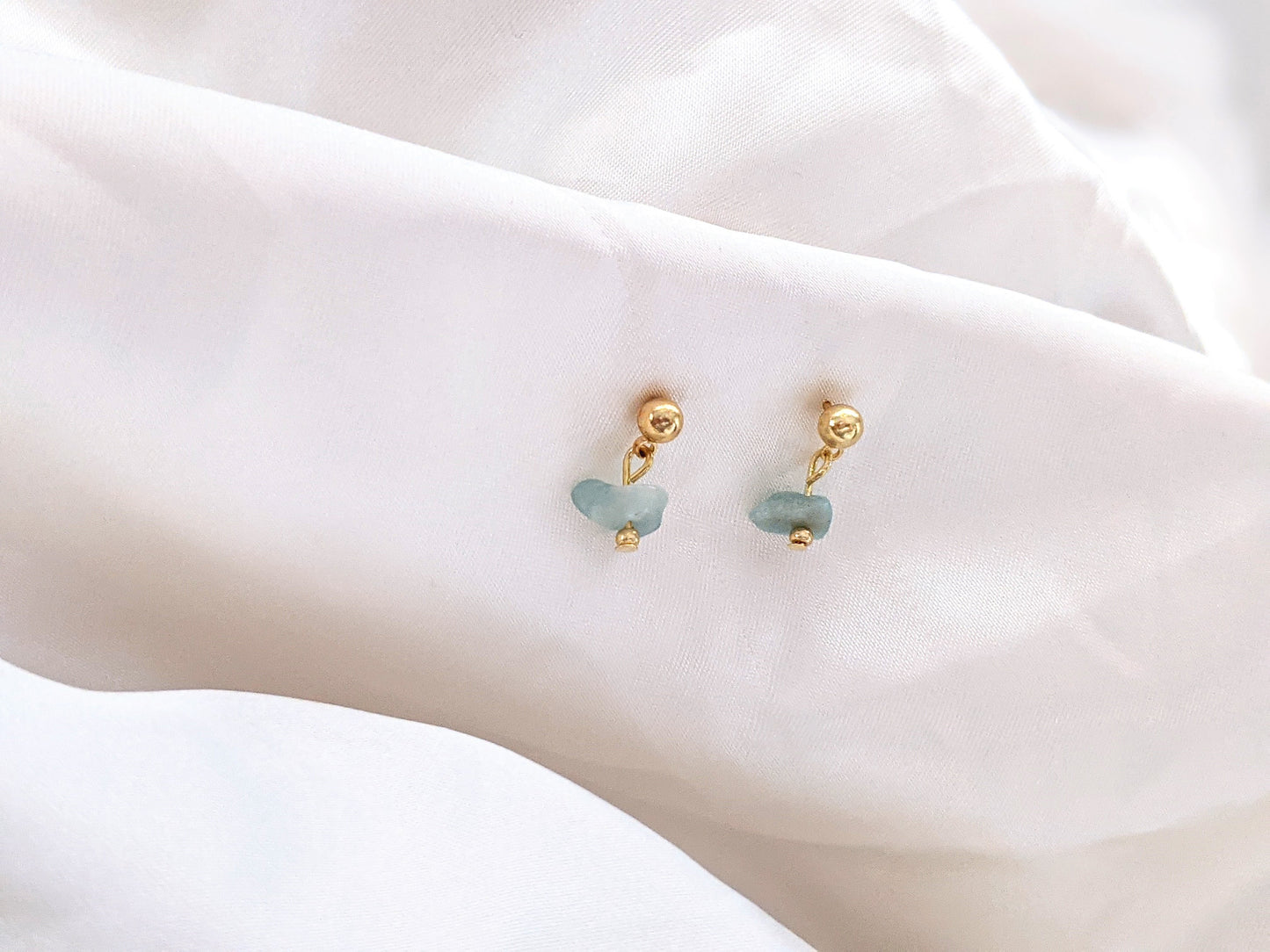 Drop Stud Earrings, 18k Gold Earrings, Dainty Earrings, Minimalist Earrings, Amazonite Earrings, Dangle Earrings, Gold Earrings, Gemstone