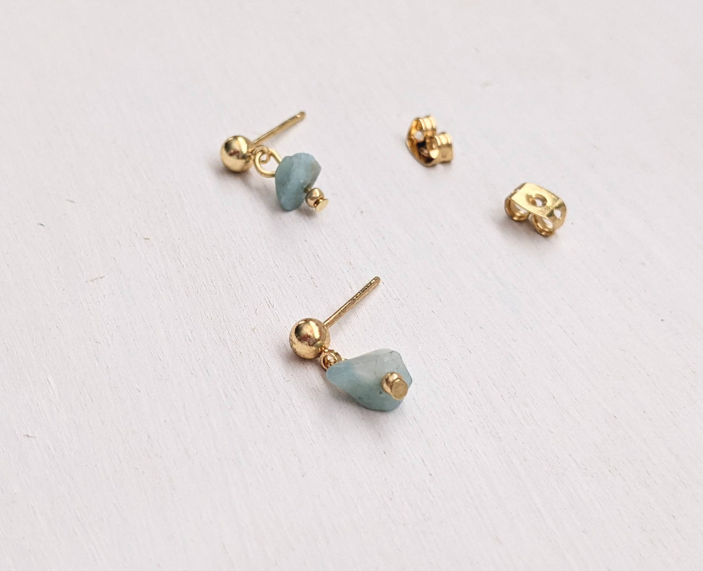 Drop Stud Earrings, 18k Gold Earrings, Dainty Earrings, Minimalist Earrings, Amazonite Earrings, Dangle Earrings, Gold Earrings, Gemstone