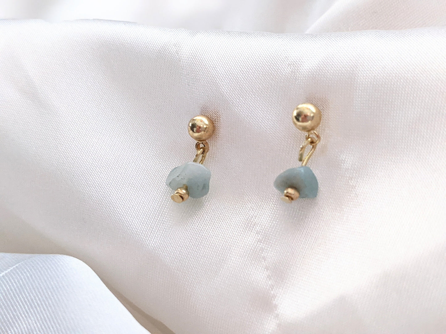 Drop Stud Earrings, 18k Gold Earrings, Dainty Earrings, Minimalist Earrings, Amazonite Earrings, Dangle Earrings, Gold Earrings, Gemstone