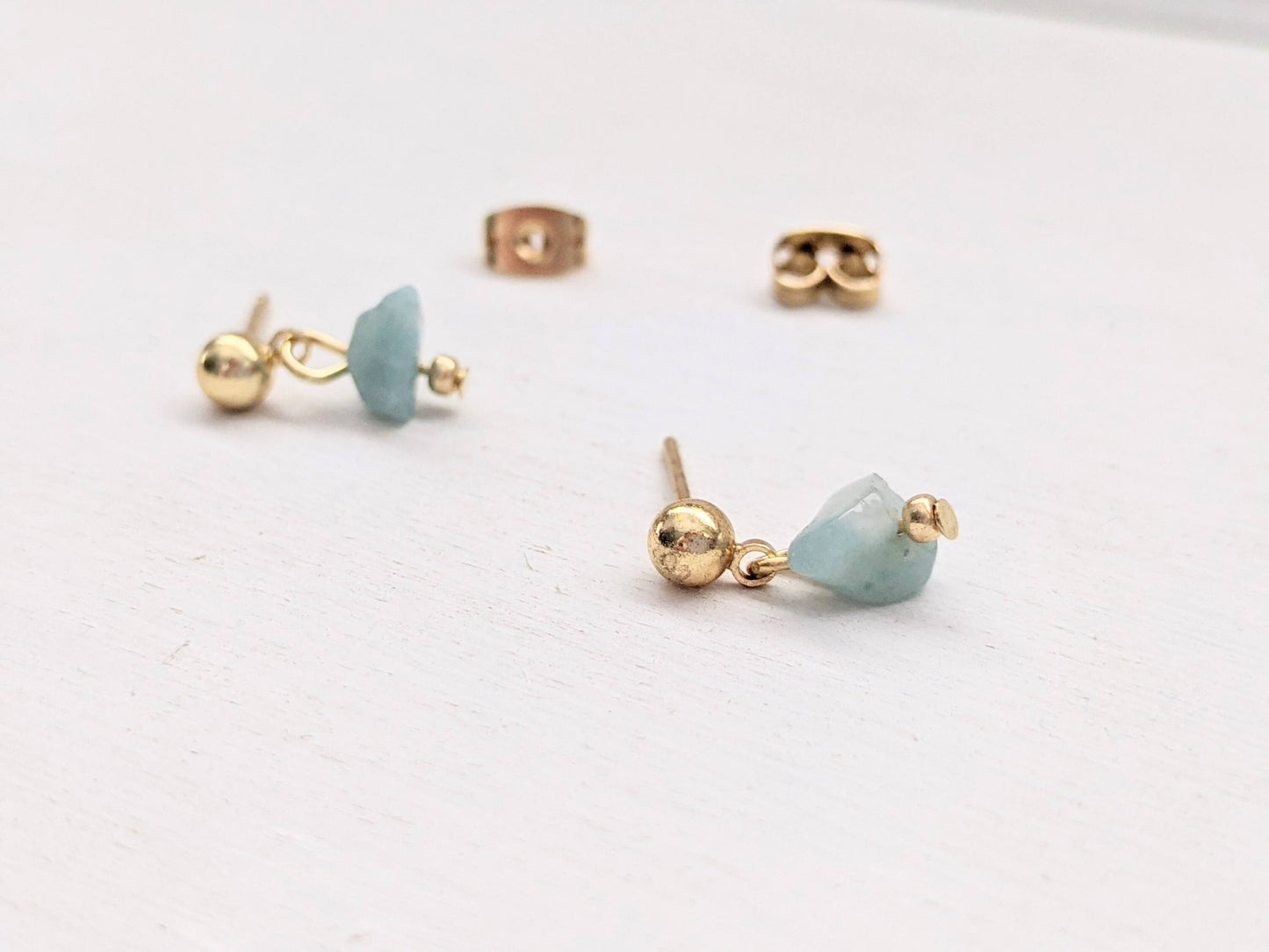 Drop Stud Earrings, 18k Gold Earrings, Dainty Earrings, Minimalist Earrings, Amazonite Earrings, Dangle Earrings, Gold Earrings, Gemstone