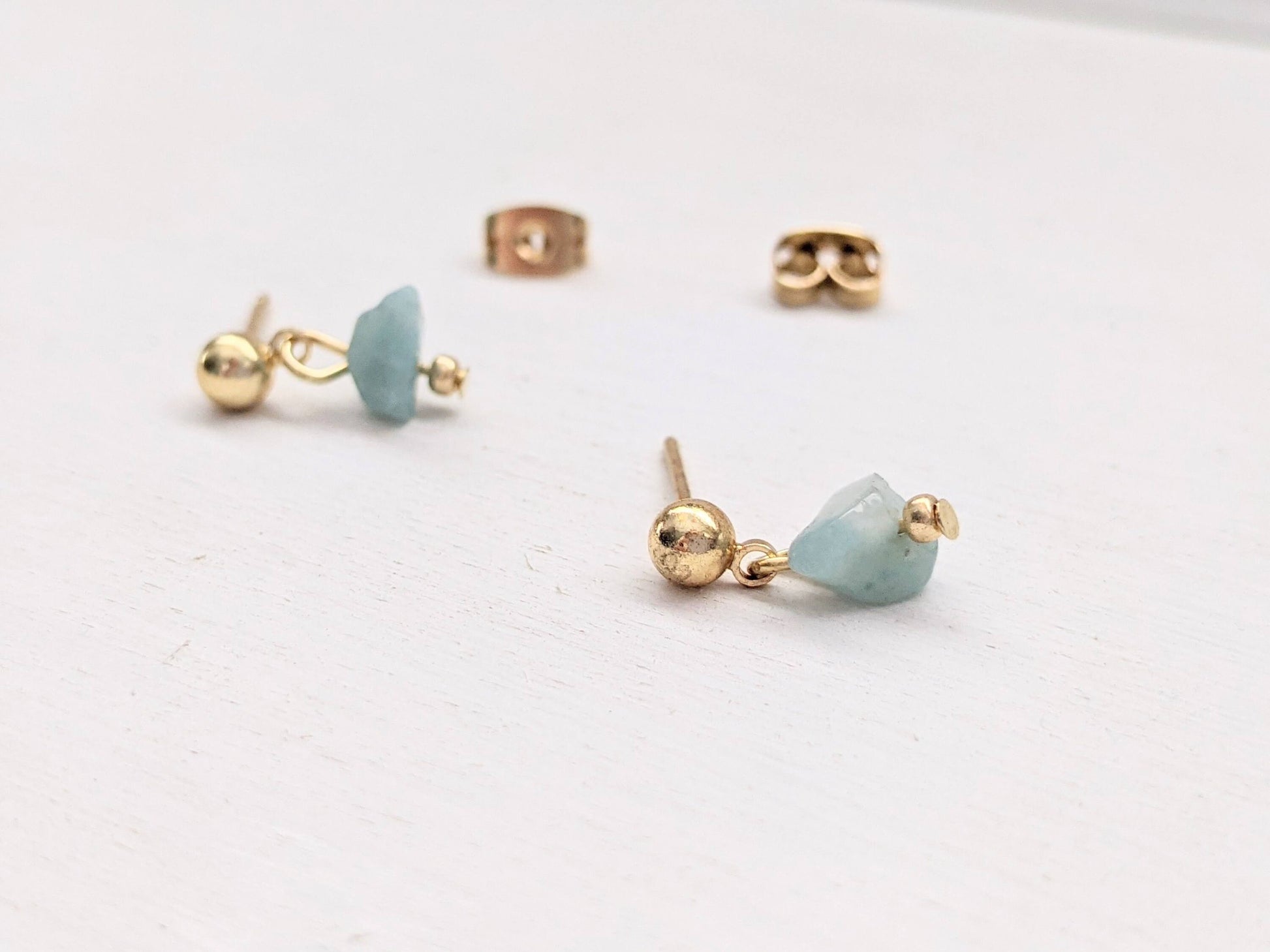 Drop Stud Earrings, 18k Gold Earrings, Dainty Earrings, Minimalist Earrings, Amazonite Earrings, Dangle Earrings, Gold Earrings, Gemstone