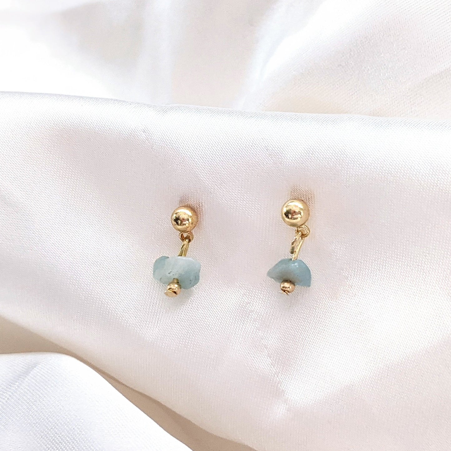 Drop Stud Earrings, 18k Gold Earrings, Dainty Earrings, Minimalist Earrings, Amazonite Earrings, Dangle Earrings, Gold Earrings, Gemstone