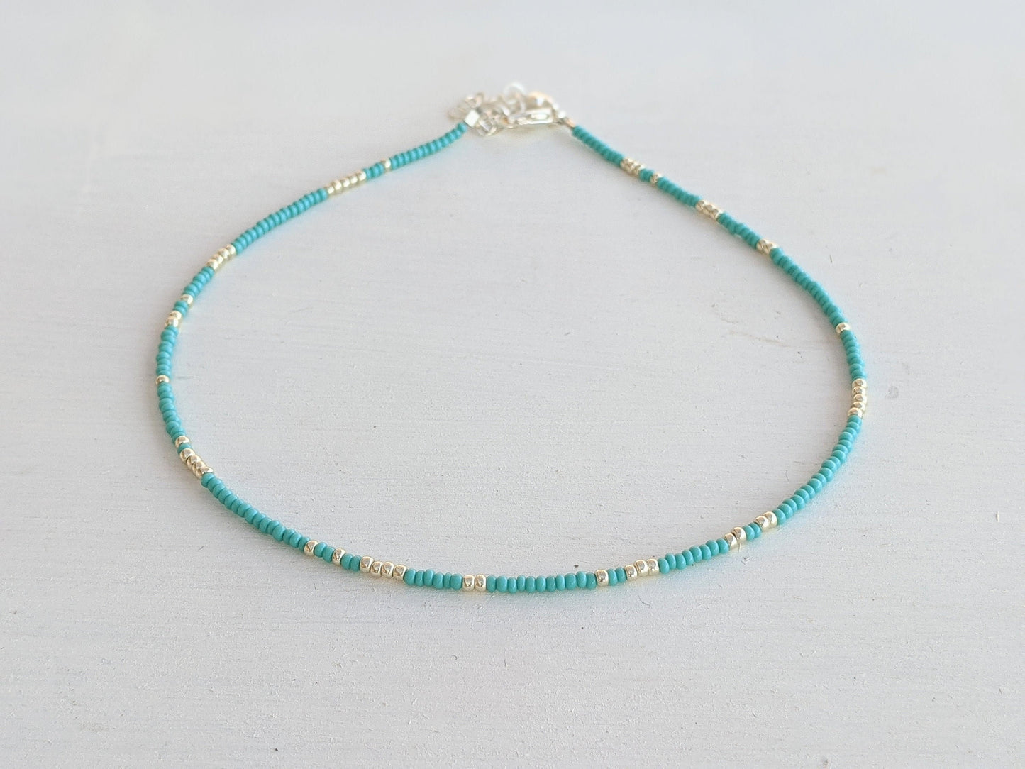 Sea Foam ⋆ Seed Bead Necklace, Turquoise Necklace, Dainty Choker, Seed Bead Choker, Beaded Necklace, Choker Necklace, Beach Coker