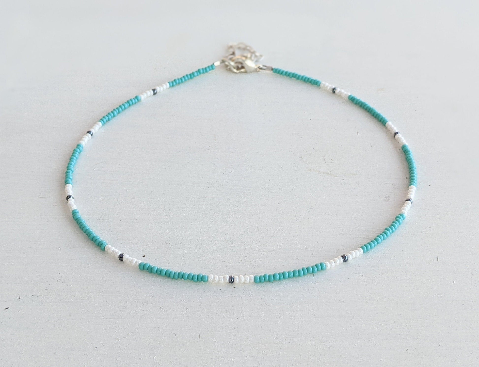 Surf ⋆ Seed Bead Choker, Blue Beaded Choker, Colorful Choker, Seed Bead Necklace, Beaded Choker, Beach Choker, Dainty Choker, Beachy Choker