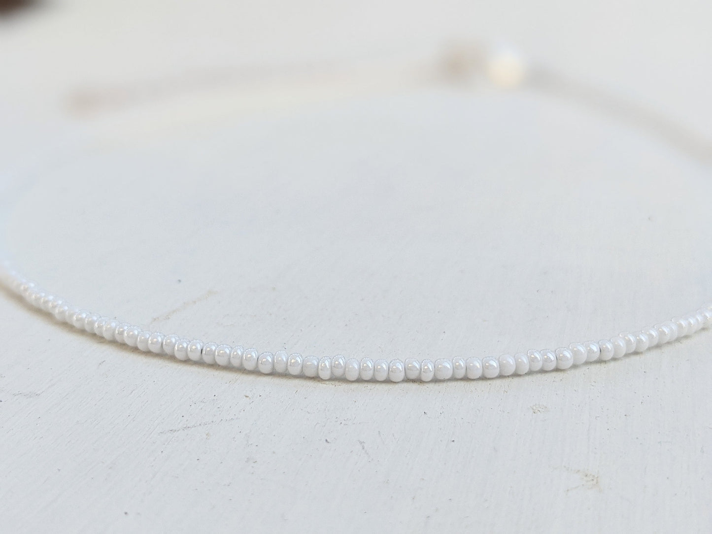 Snowflake ⋆ White Beaded Choker, Seed Bead Choker, Seed Bead Necklace, Beach Choker, Dainty Choker, Beaded Necklace, Simple Necklace, Choker