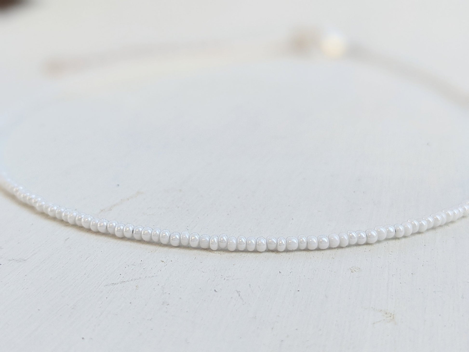 Snowflake ⋆ White Beaded Choker, Seed Bead Choker, Seed Bead Necklace, Beach Choker, Dainty Choker, Beaded Necklace, Simple Necklace, Choker