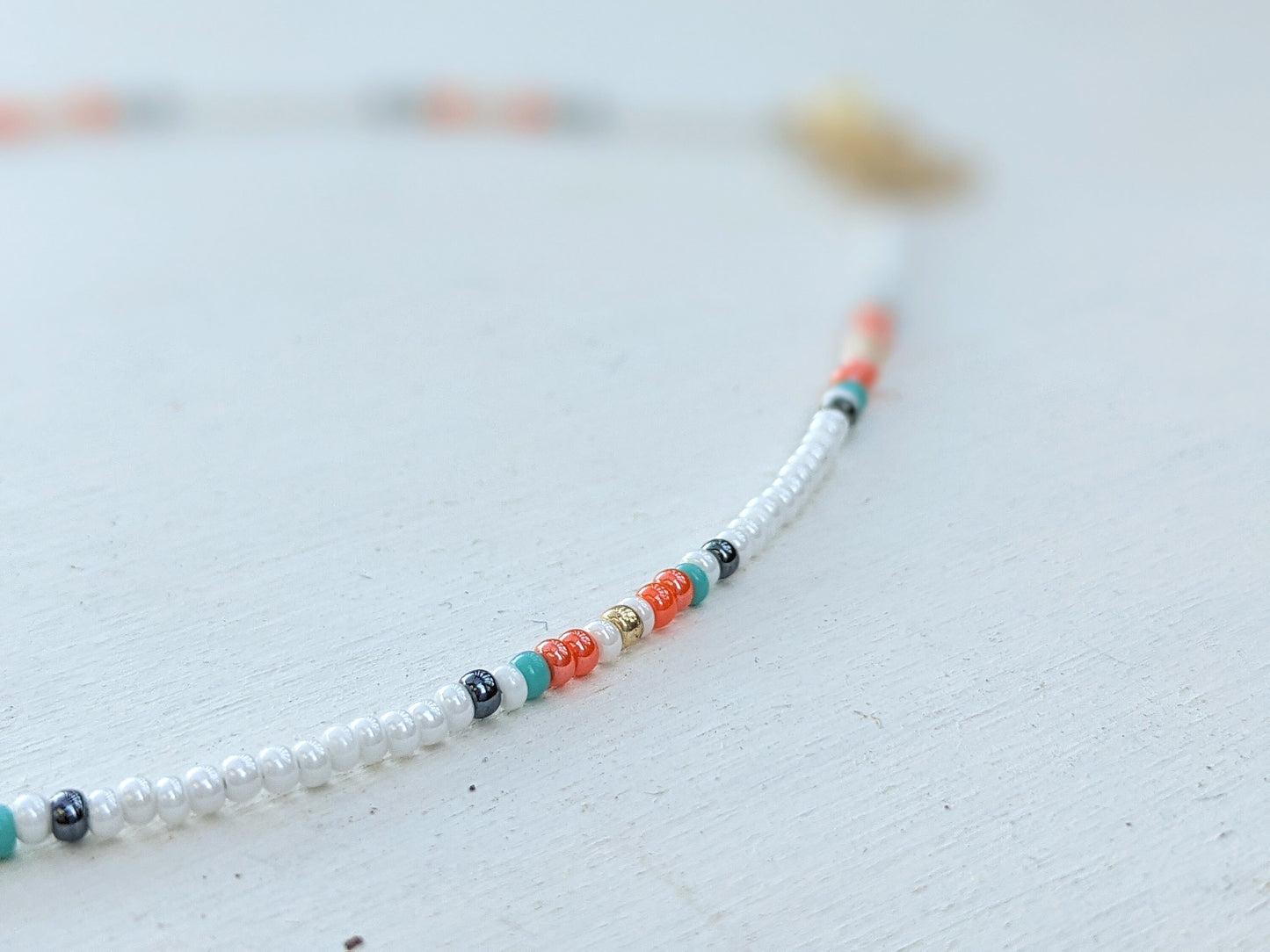 Sweet Summer ⋆ Seed Bead Necklace, Beach Choker, Colorful Beaded Choker, Seed Bead Choker, Dainty Choker, Boho Choker, White Choker