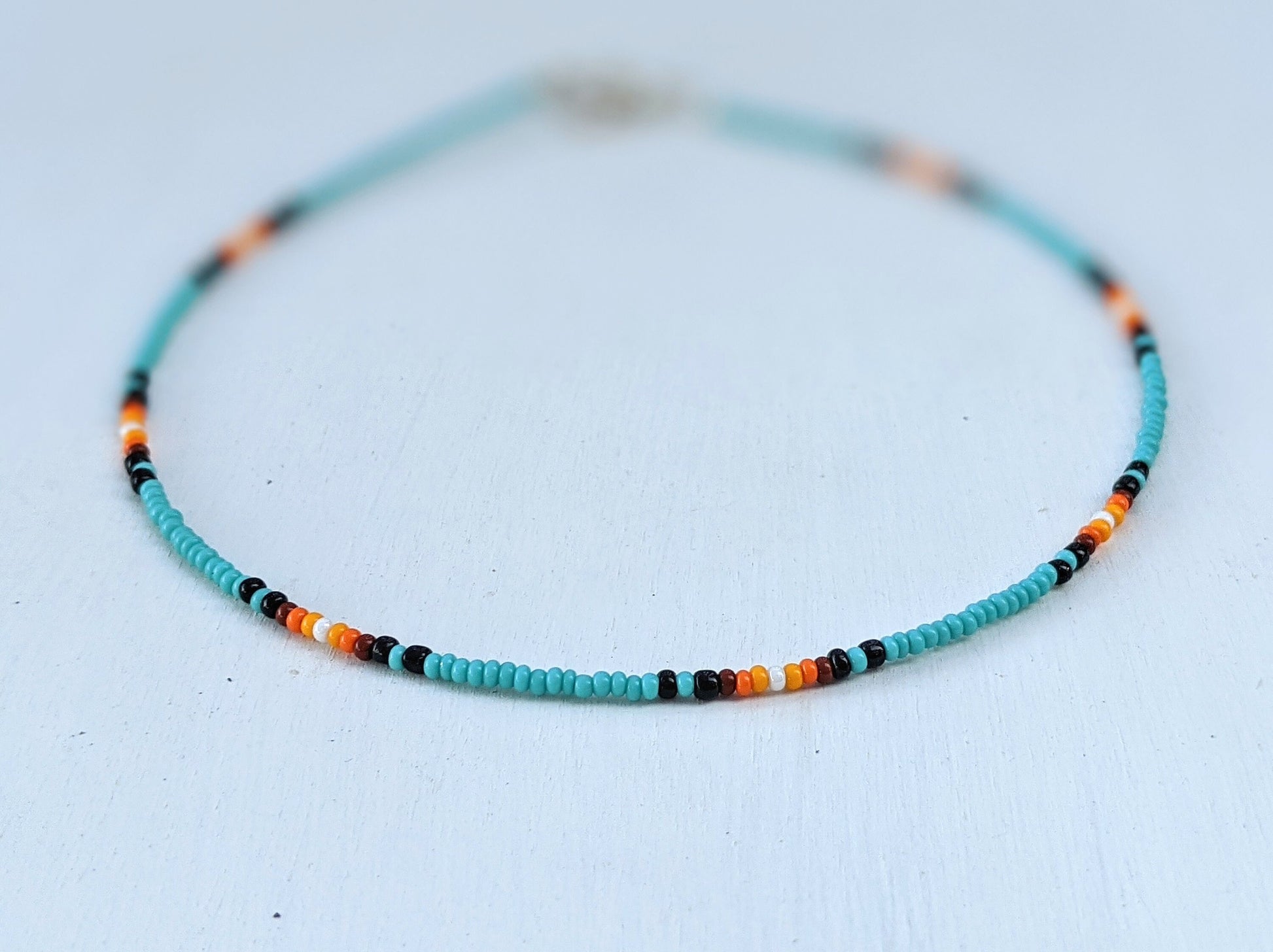 Horizon ⋆ Seed Bead Choker, Beach Choker, Turquoise Choker, Colorful Bead Choker, Boho Bead Choker, Seed Bead Necklace, Dainty Choker