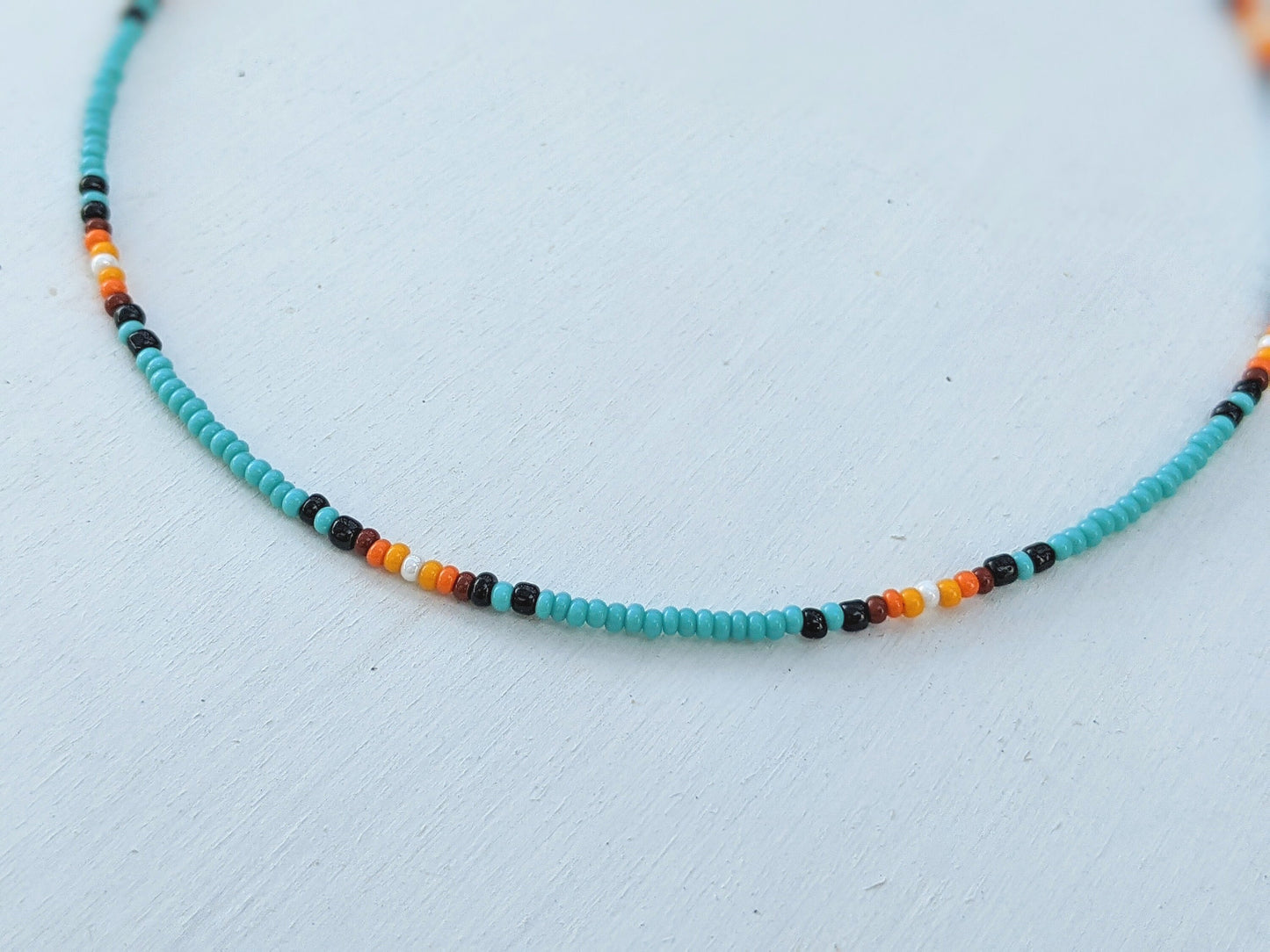 Horizon ⋆ Seed Bead Choker, Beach Choker, Turquoise Choker, Colorful Bead Choker, Boho Bead Choker, Seed Bead Necklace, Dainty Choker