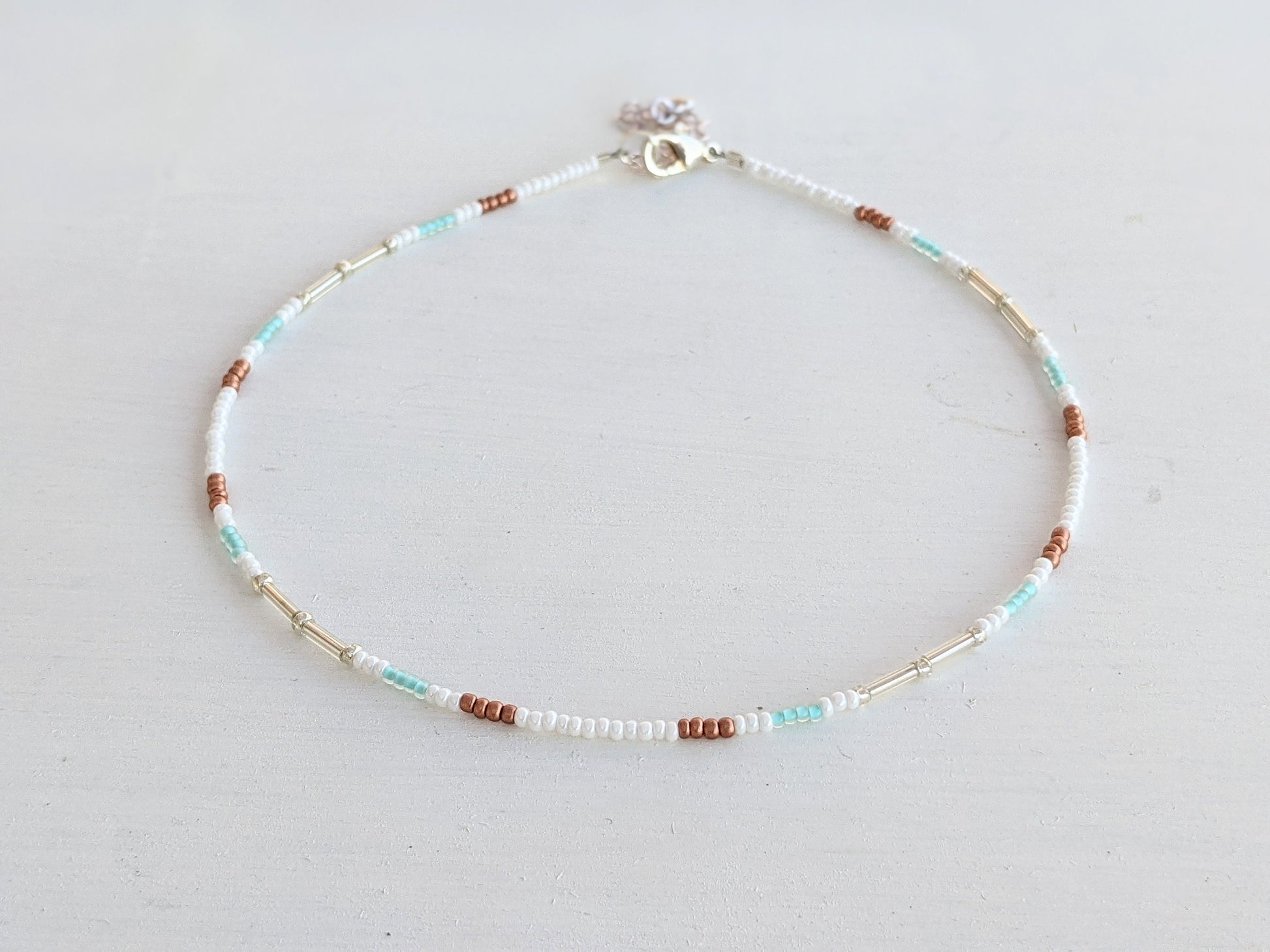 Bright Sky ⋆ Seed bead Necklace, Colorful Beaded Choker, Beach Choker, Dainty Beaded Necklace, Small Beaded Necklace, Seed Bead Choker