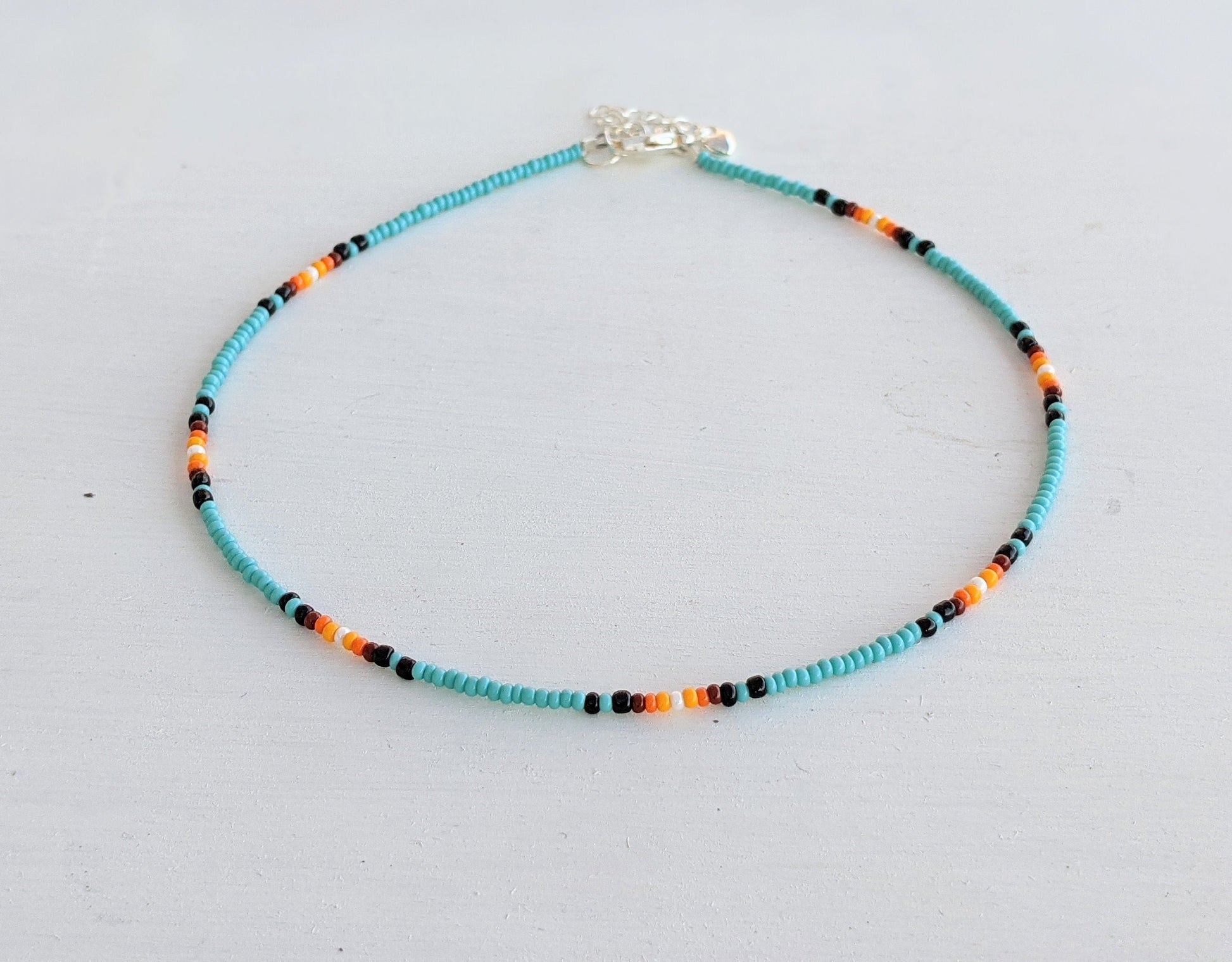 Horizon ⋆ Seed Bead Choker, Beach Choker, Turquoise Choker, Colorful Bead Choker, Boho Bead Choker, Seed Bead Necklace, Dainty Choker