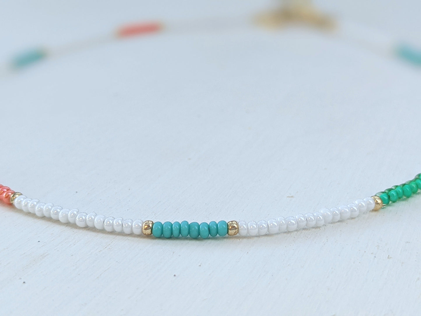 Beaded Surfer Necklace for Women Seed Bead Choker Colorful Beach Necklace Boho Summer Jewelry Handmade Layering Surfer Bead Necklace