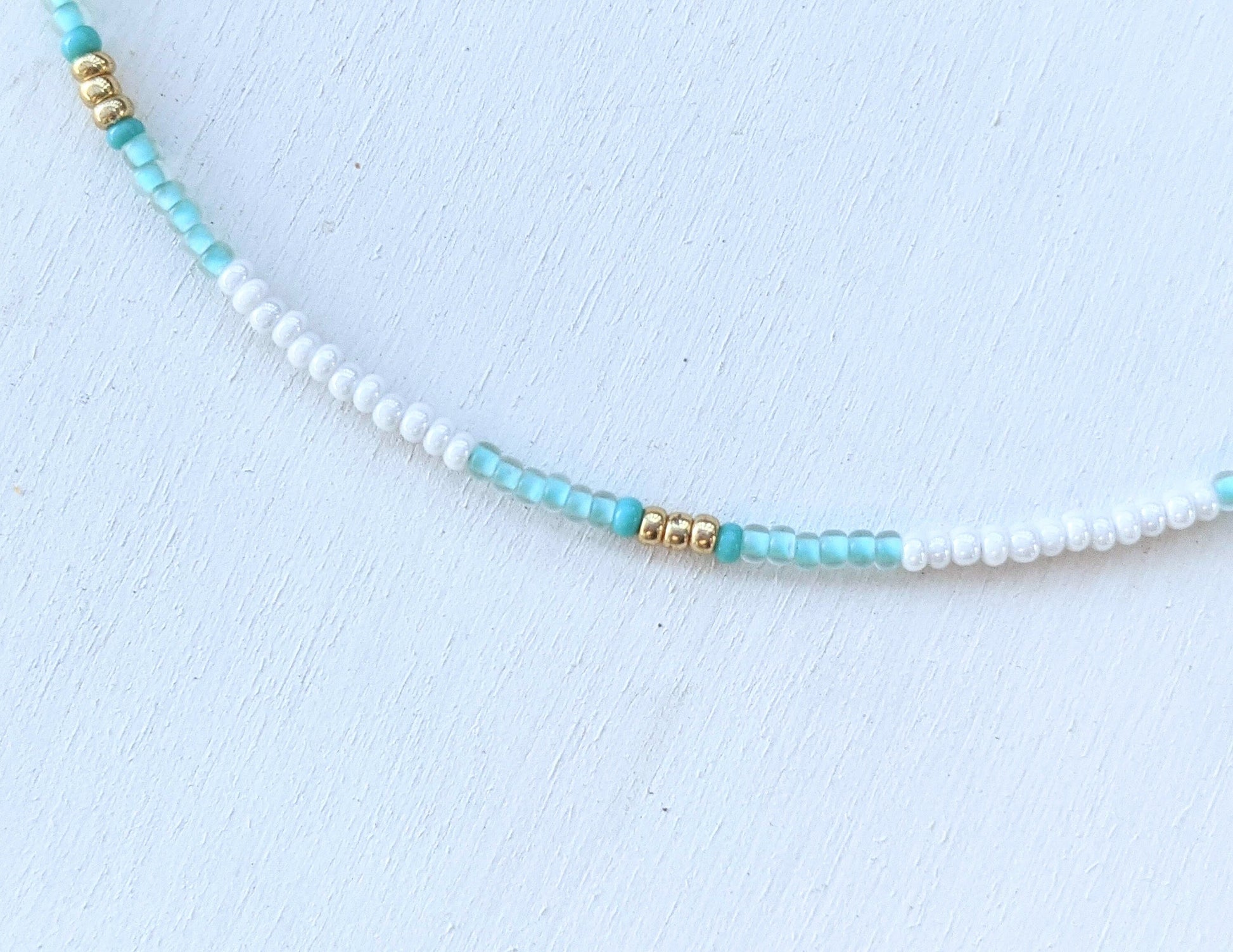 Ocean Mist ⋆ Seed Bead Choker, Beach Necklace, Dainty Beaded Choker, Seed Bead Necklace, Boho Necklace, Minimalist Beaded Necklace, White