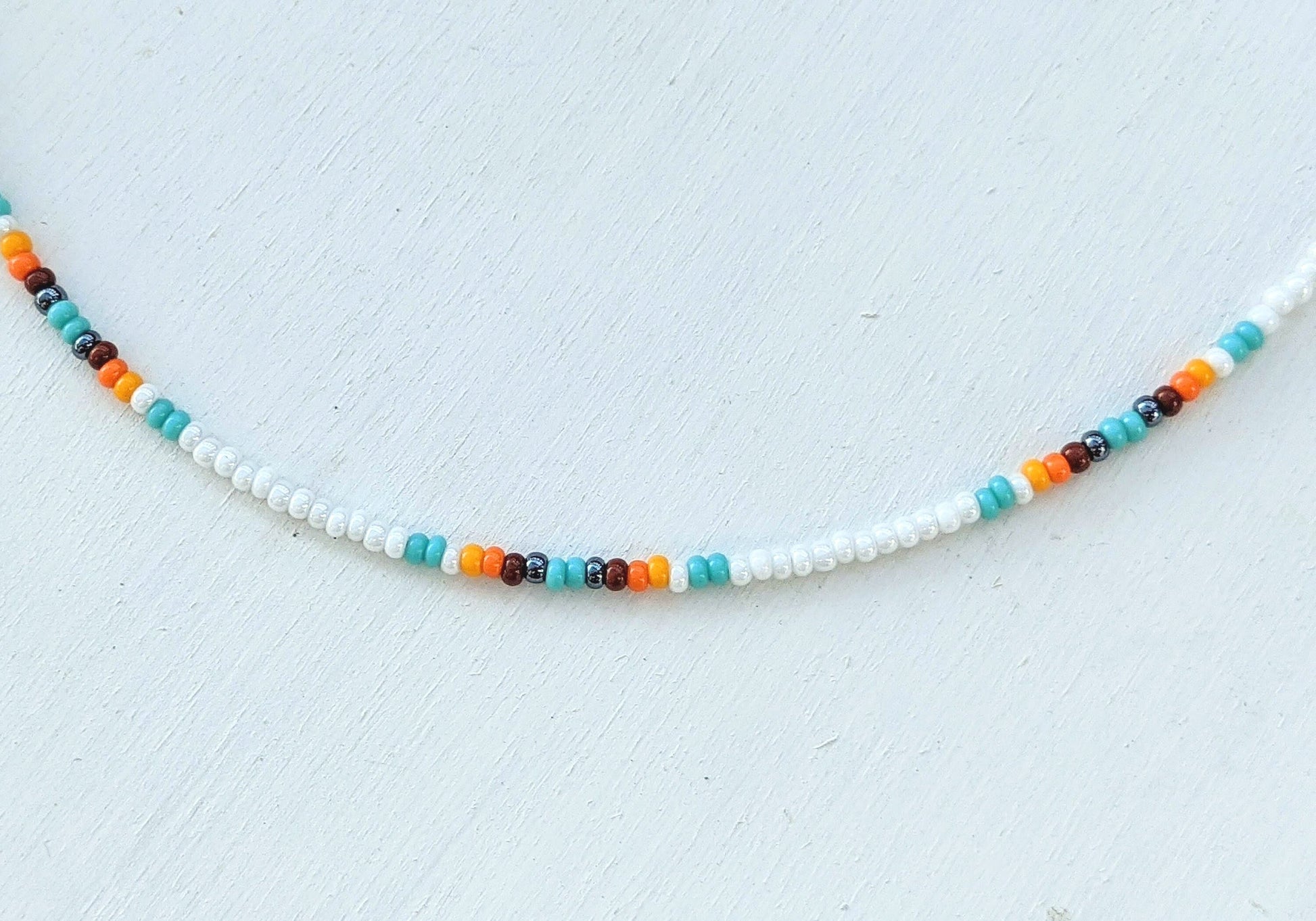 Ocean Sunrise ⋆ Seed Bead Choker, Beach Choker, Boho Bead Choker, Seed Bead Necklace, Colorful Bead Choker, Dainty Choker, Simple Necklace