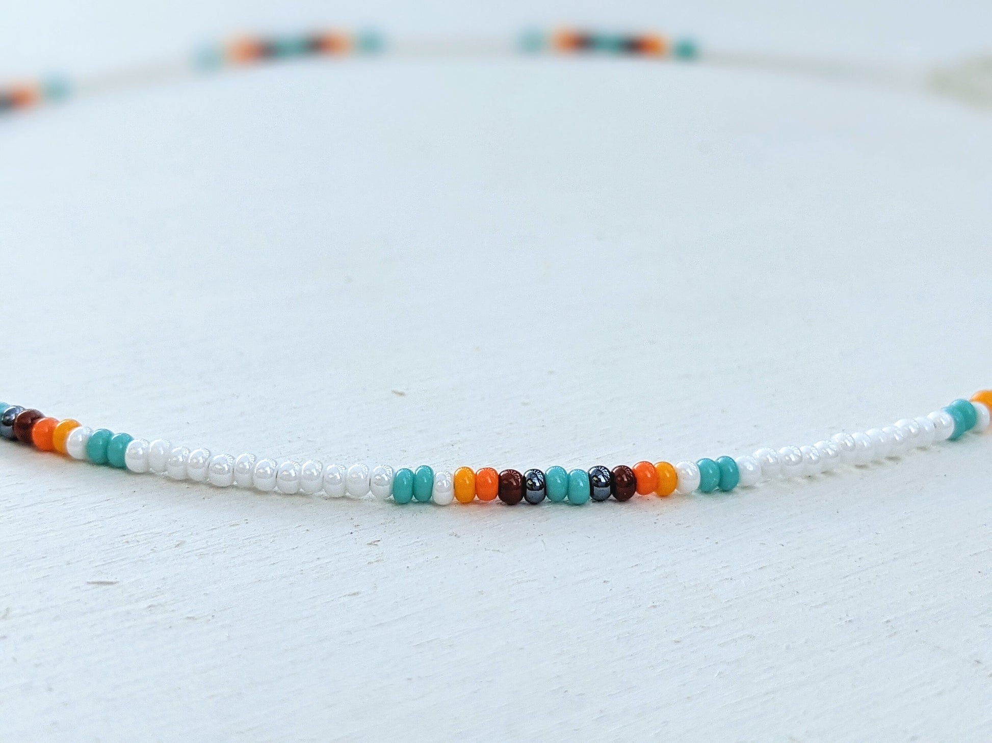 Ocean Sunrise ⋆ Seed Bead Choker, Beach Choker, Boho Bead Choker, Seed Bead Necklace, Colorful Bead Choker, Dainty Choker, Simple Necklace