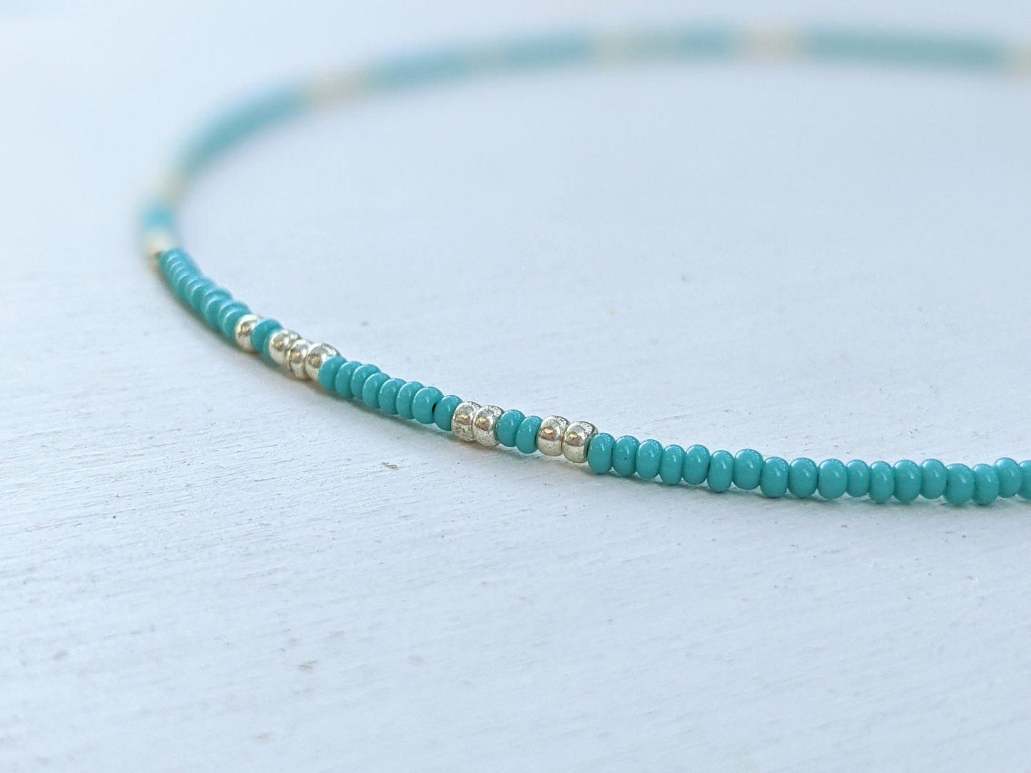 Sea Foam ⋆ Seed Bead Necklace, Turquoise Necklace, Dainty Choker, Seed Bead Choker, Beaded Necklace, Choker Necklace, Beach Coker