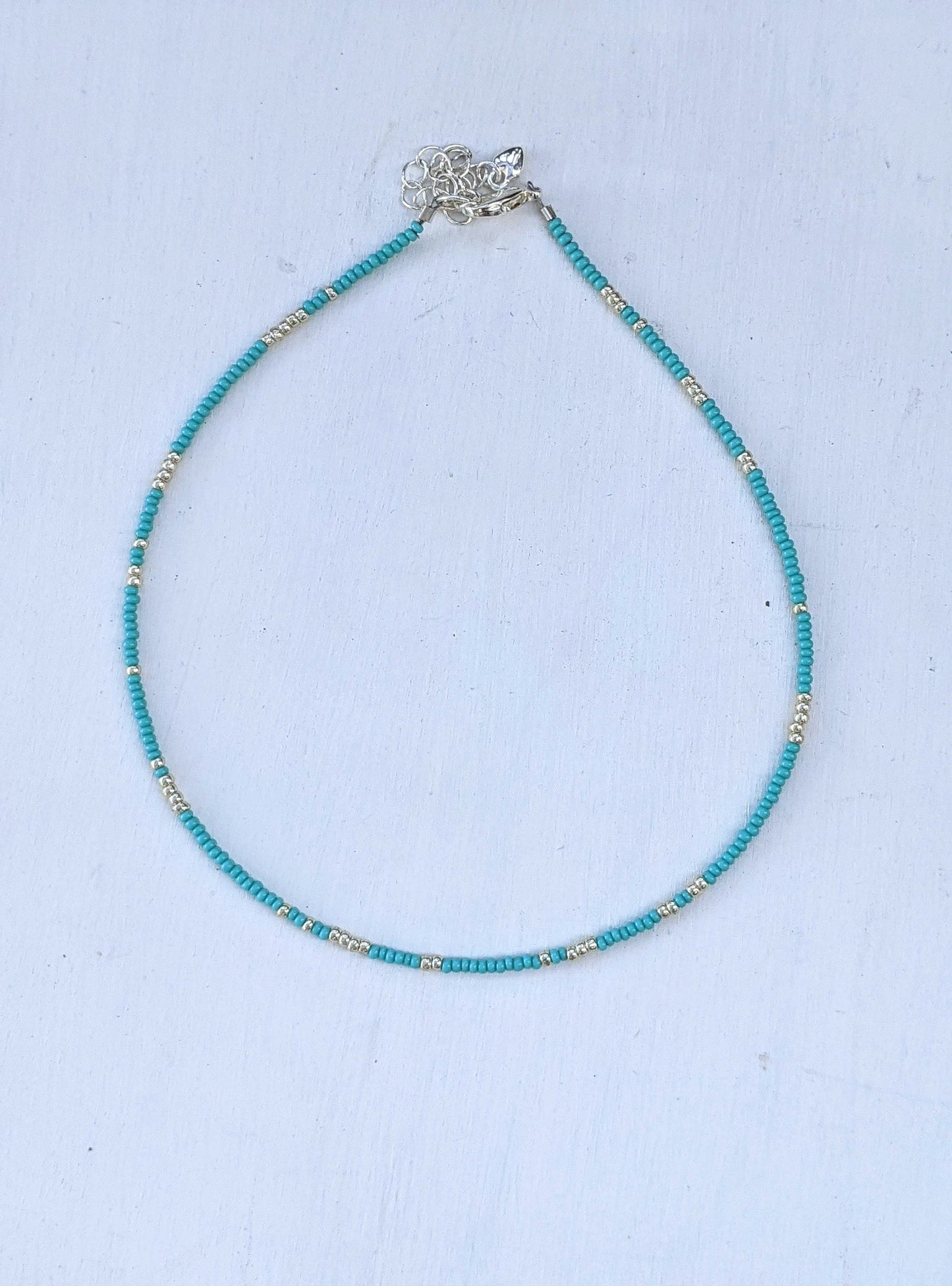 Sea Foam ⋆ Seed Bead Necklace, Turquoise Necklace, Dainty Choker, Seed Bead Choker, Beaded Necklace, Choker Necklace, Beach Coker