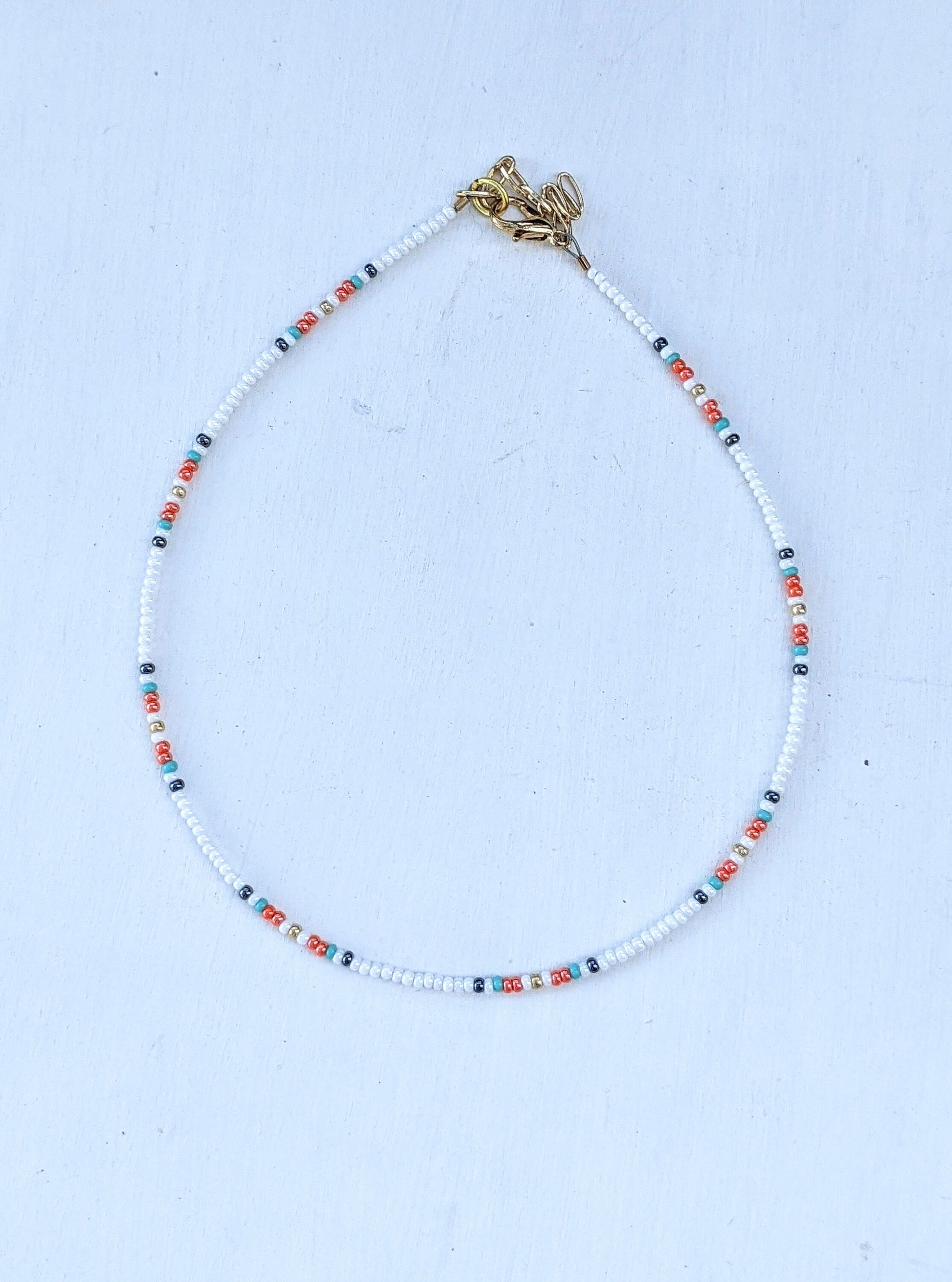 Sweet Summer ⋆ Seed Bead Necklace, Beach Choker, Colorful Beaded Choker, Seed Bead Choker, Dainty Choker, Boho Choker, White Choker