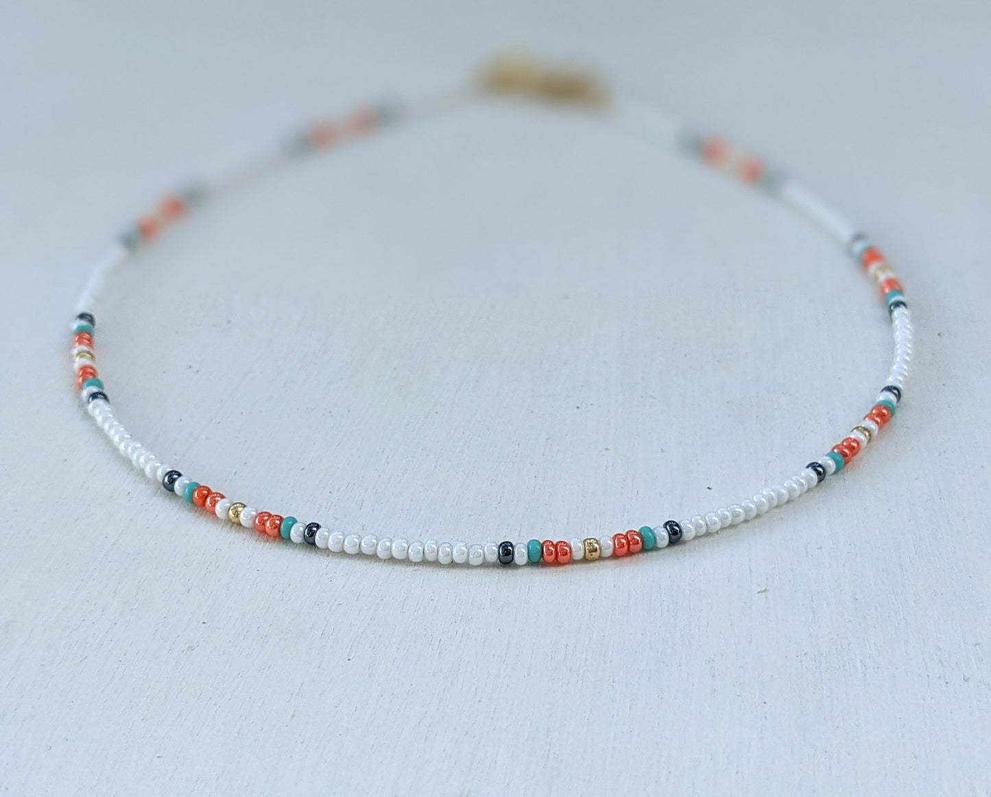 Sweet Summer ⋆ Seed Bead Necklace, Beach Choker, Colorful Beaded Choker, Seed Bead Choker, Dainty Choker, Boho Choker, White Choker