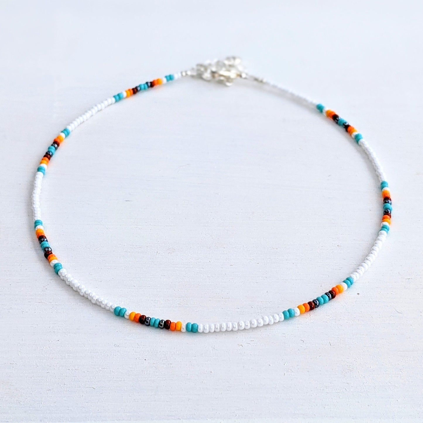 Ocean Sunrise ⋆ Seed Bead Choker, Beach Choker, Boho Bead Choker, Seed Bead Necklace, Colorful Bead Choker, Dainty Choker, Simple Necklace