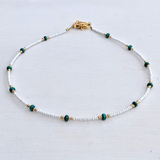 Tropical Island ⋆ Seed Bead Necklace, Seed Bead Choker, White Choker, Choker Necklace, Beaded Necklace, Beaded Choker, Dainty Necklace