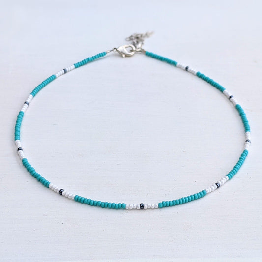 Surf ⋆ Seed Bead Choker, Blue Beaded Choker, Colorful Choker, Seed Bead Necklace, Beaded Choker, Beach Choker, Dainty Choker, Beachy Choker