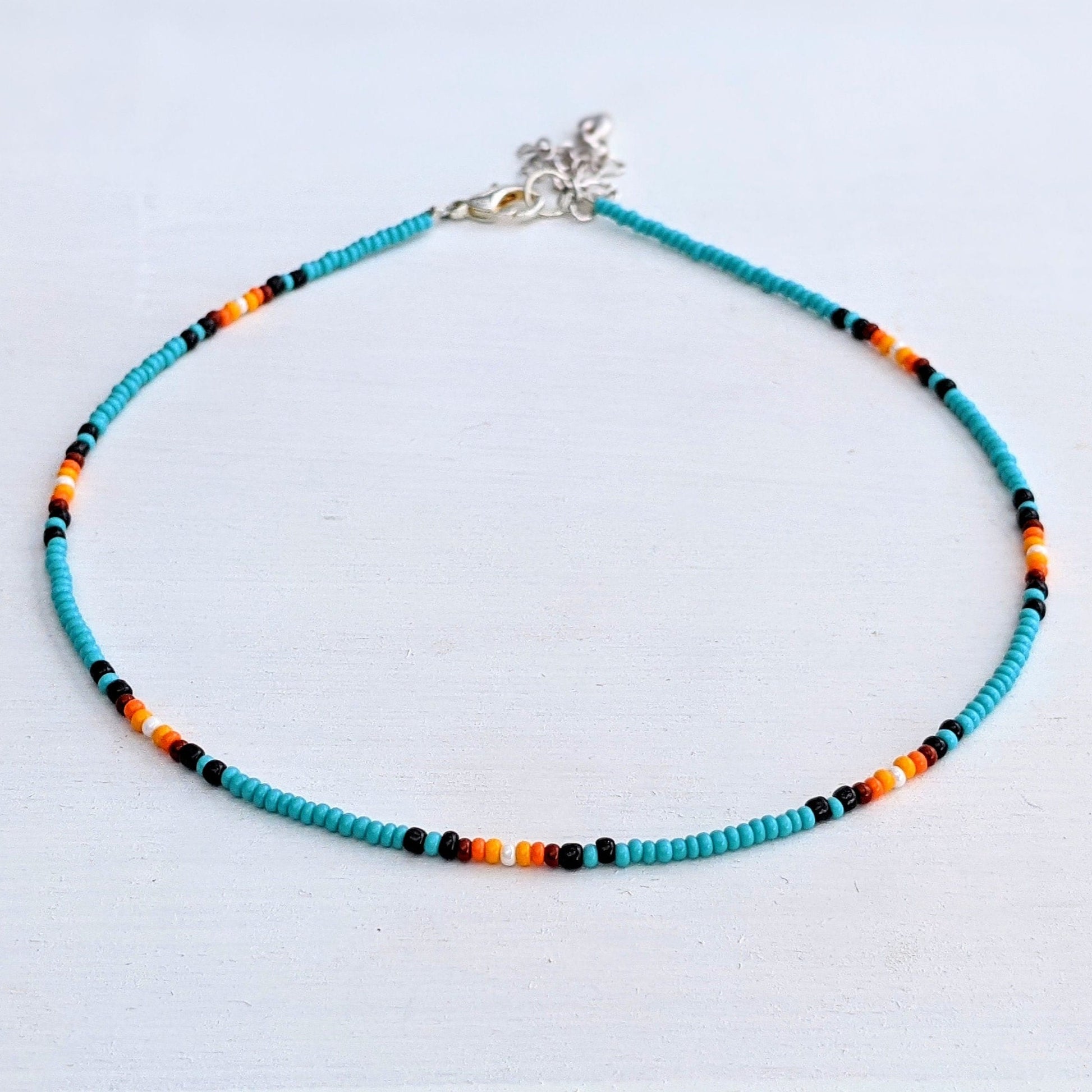 Horizon ⋆ Seed Bead Choker, Beach Choker, Turquoise Choker, Colorful Bead Choker, Boho Bead Choker, Seed Bead Necklace, Dainty Choker